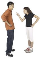 Accusation and the blame game don't solve problems (photo of girl blaming a guy)