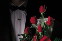Tuxedo and red roses to represent being classy.