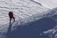 Hiking up a mountain slope