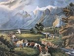 Life is like a frontier, illustrated by artwork of covered wagons on American frontier